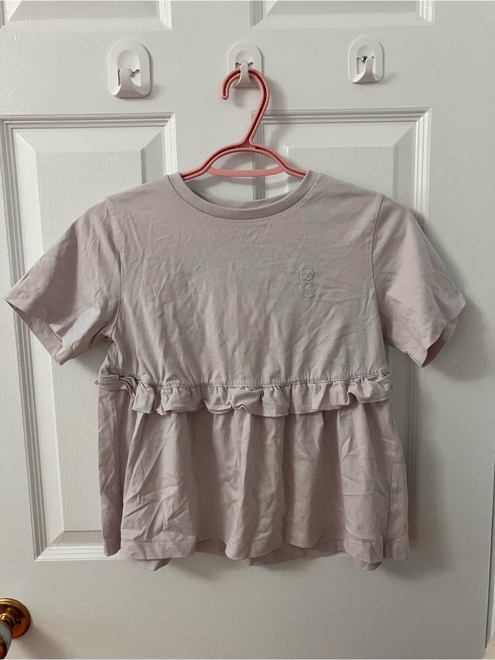 Cecilie Bahnsen Light Pink/plum Ruffle Peplum Tee